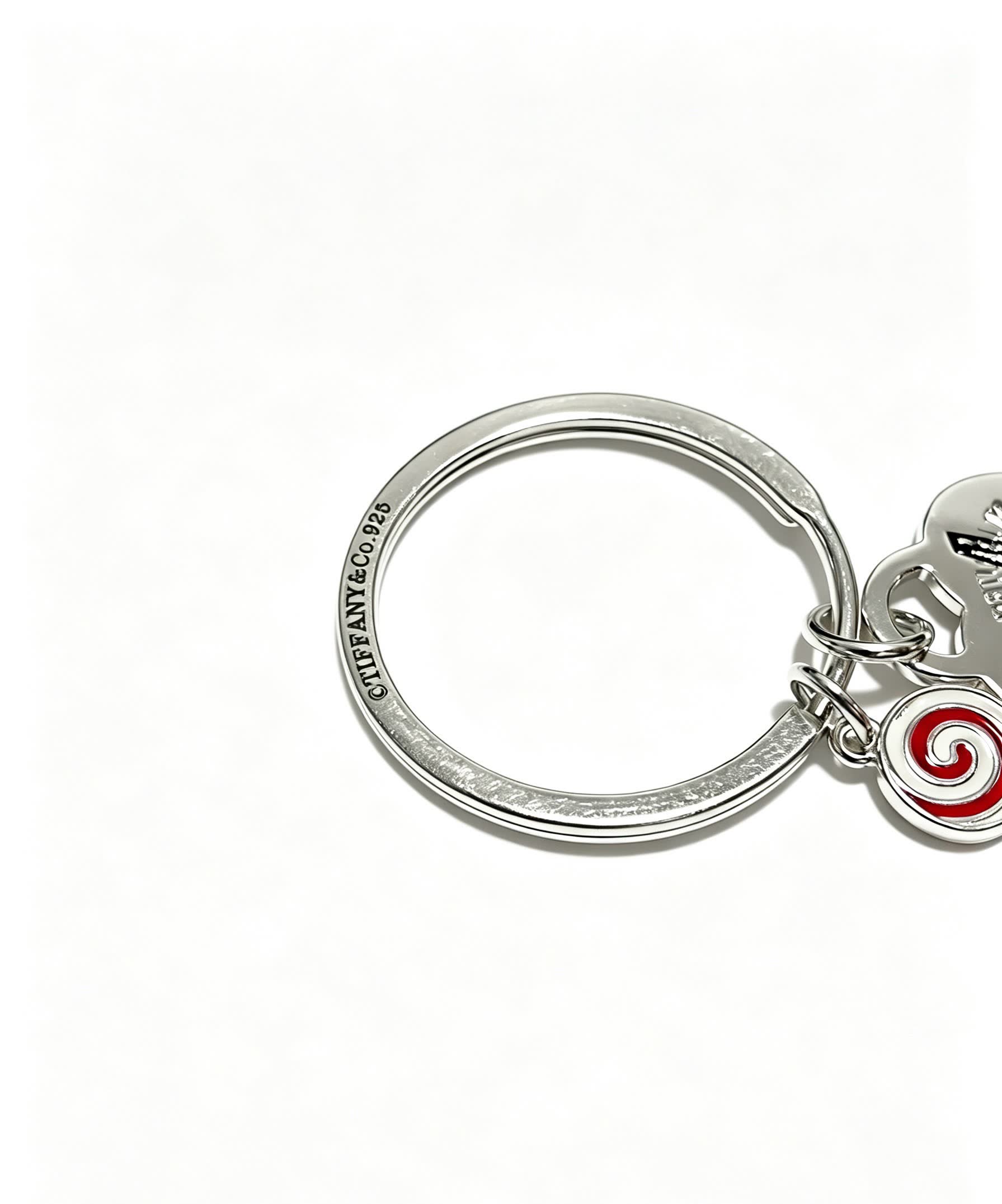 Tiffany & Co Silver Keychain with Lollipop and Heart Charms